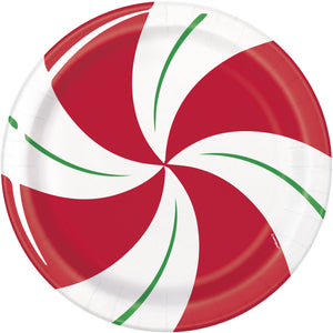 Peppermint Christmas Round 9" Dinner Plates  8ct
