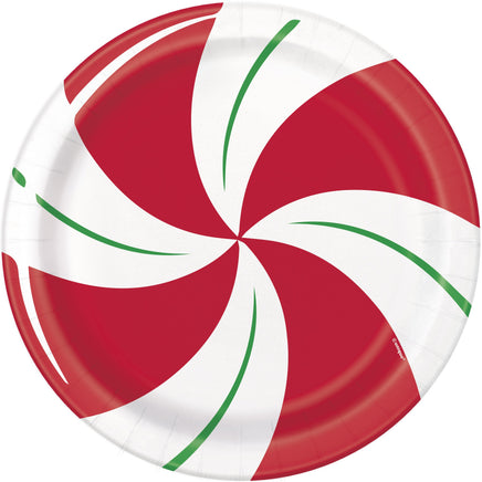 Peppermint Christmas Round 9" Dinner Plates  8ct