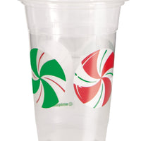 Peppermint Christmas 16oz Plastic Party Cups  8ct