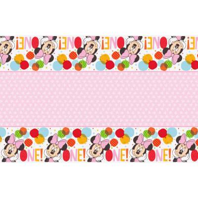 Disney Pink Minnie 1st Birthday Rectangular Plastic Table Cover 54"x84"