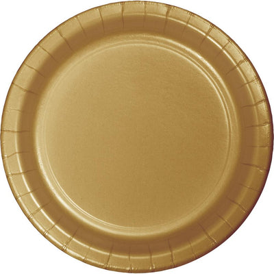 7 in. Glittering Gold Dessert Paper Plates 24 ct 