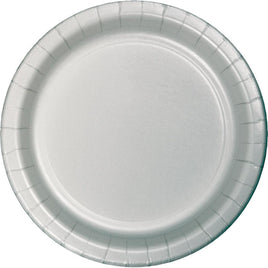 7 in. Shimmering Silver Paper Dessert Plates 24 ct