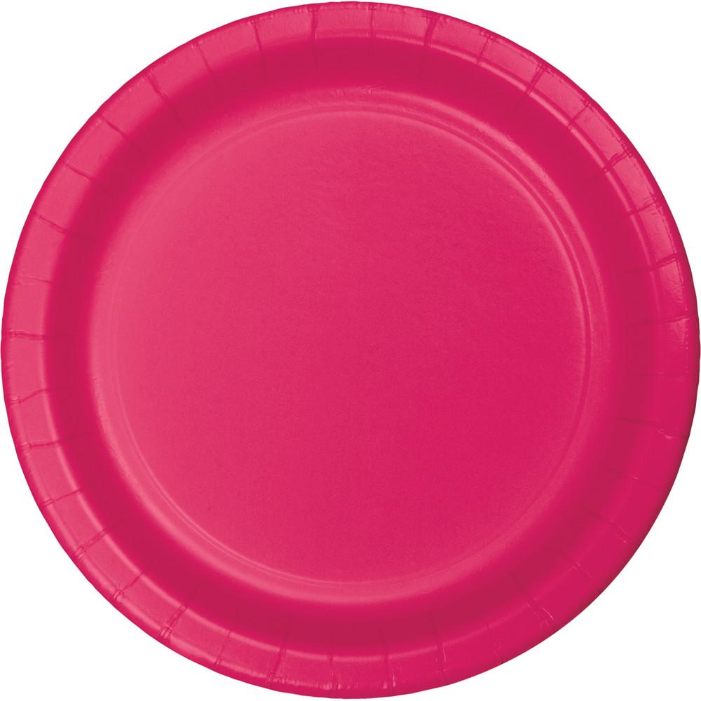 7 in Hot Pink Paper Dessert Plates 24 ct 