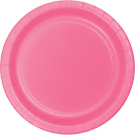 7 in. Candy Pink Paper Dessert Plates  24 ct