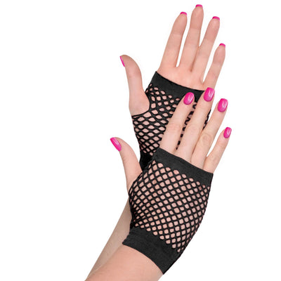 Black Fishnet Short Gloves