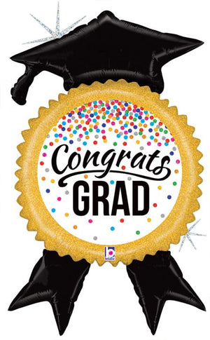 40" CONGRATS GRAD RIBBON SHAPE JUMBO FOIL BALLOON