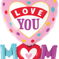 33" LOVE YOU MOM DOTS FOIL BALLOON