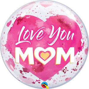 22" LOVE YOU MOM PINK BUBBLE