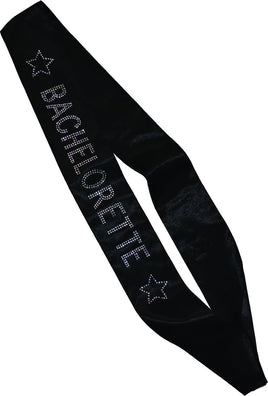 Black Bachelorette Sash with Diamante LOGO  1ct. 