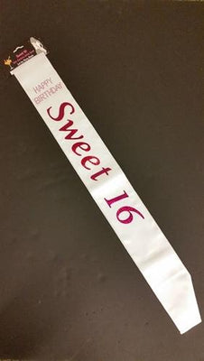 Sweet 16 Sash- White