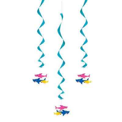 Baby Shark Hanging Swirls 26"  3 ct. 