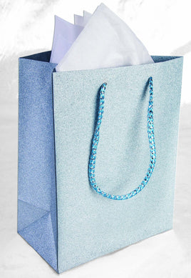 LIGHT BLUE DIAMOND GIFT BAG  9" X 7" X 4"