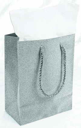 SILVER DIAMOND GIFT BAG  9" X 7" X 4"