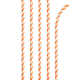 PAPER STRAWS ORANGE AND WHITE 24 CT