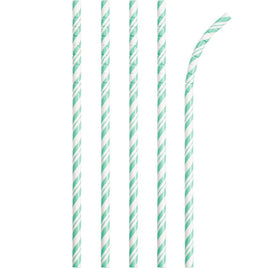 PAPER STRAWS FRESH MINT AND WHITE 24 CT