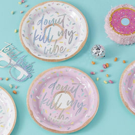 Ginger Ray Good Vibes Iridescent Foiled Donut Kill My Vibe Paper Plates 8 ct.