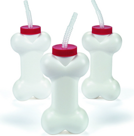 Molded Dog Bone Cups w/Straw 1 ct.