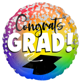 18" GRAD CAPS AND CONFETTI FOIL BALLOON