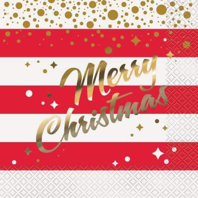 Gold Sparkle Christmas Luncheon Napkins  16ct - Foil Stamped