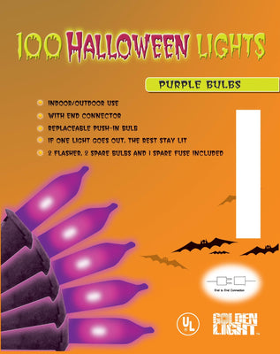 Halloween String Lights 100ct Prpl/Blk