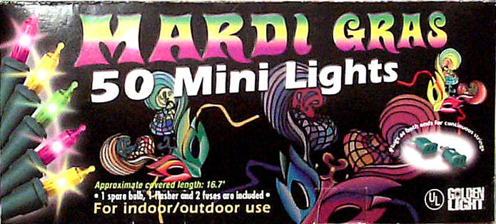 Mardi Gras 50ct Mini 11' Lights Tray Pack