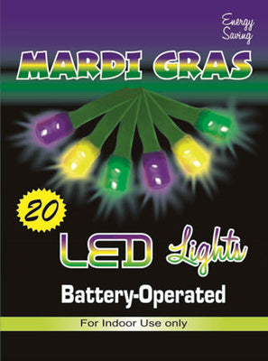 Mardi Gras LED String Light  20ct w/Battery 6'