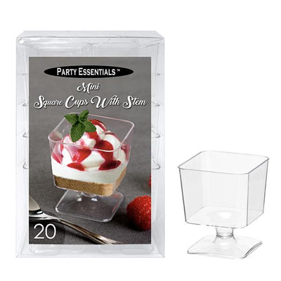 2 oz. Mini Square Cups with Stem - Clear 20 Ct.