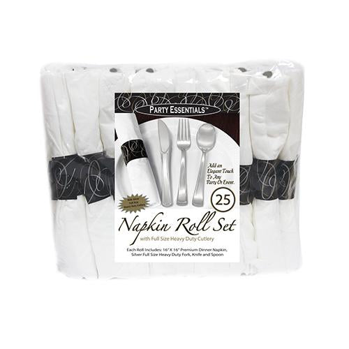 Paper Napkin Rolls Bag Set - Silver 25 Ct.