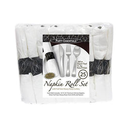 Paper Napkin Rolls Bag Set - Silver 25 Ct.