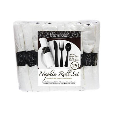 Paper Napkin Rolls Set - Black 25 Ct.