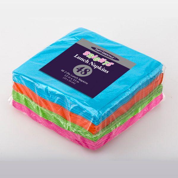 ASSORTED NEON LUNCH NAPKINS 48 CT.