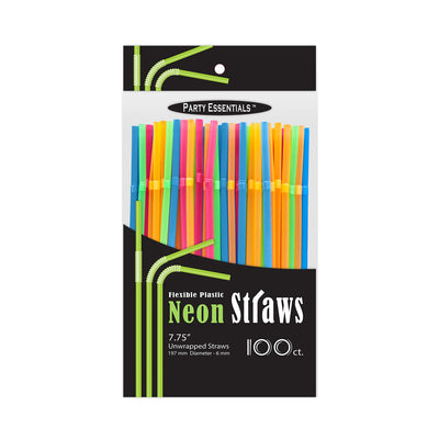 Flex Straws Assorted Neons 100 Ct.