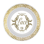 9" Lace Plate - White w/ Gold Edge 14 Ct.