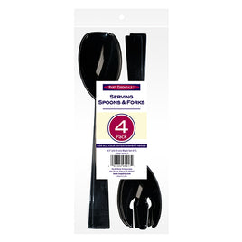 9.5" Serving Spoons & Forks 4 ct. - Black