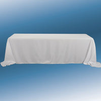 90"x132"  White Rectangle Poly Tablecloth Full Drop