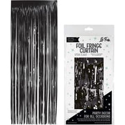 BLACK FOIL FRINGE CURTAIN 36" X 96"