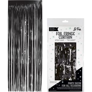 BLACK FOIL FRINGE CURTAIN 36