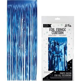 BLUE FOIL FRINGE CURTAIN 36" X 96"