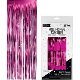 FUCHSIA FOIL FRINGE CURTAIN 36" X 96"