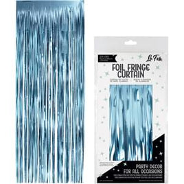 LIGHT BLUE FOIL FRINGE CURTAIN 36" X 96"