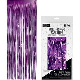 PURPLE FOIL FRINGE CURTAIN 36" X 96"