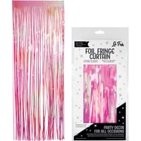 PINK IRIDESCENT FOIL FRINGE CURTAIN 36" X 96"