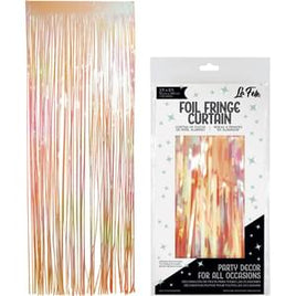 ORANGE IRIDESCENT FOIL FRINGE CURTAIN 36" X 96"