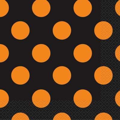 Orange & Black Dots Beverage Napkins  16ct