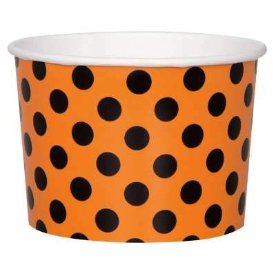 Orange & Black Dots Paper 9oz Ice Cream Cups  8ct