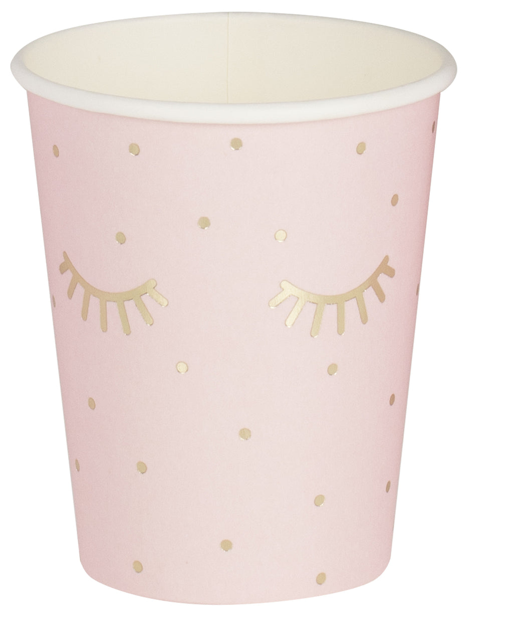Gold Foiled and Pink Sleepy Eyes Paper Cups 