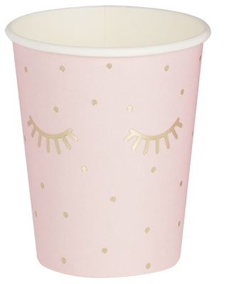 Gold Foiled and Pink Sleepy Eyes Paper Cups 
