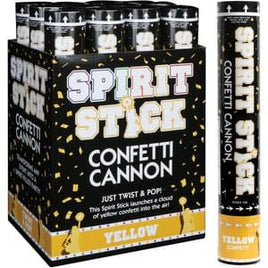 12" CONFETTI SPIRIT STICK - YELLOW