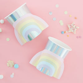 Ginger Ray Pastel Party Rainbow Shaped Paper Cups 8 ct. 