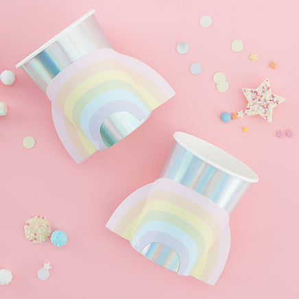 Ginger Ray Pastel Party Rainbow Shaped Paper Cups 8 ct.